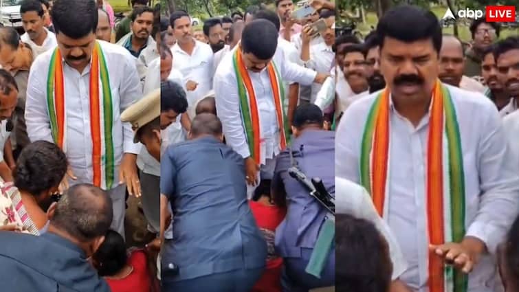 Telangana: Forest Department collapsed farmer crop, family fell into MLA's feet, pleading for justice